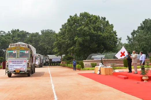 Indian Prez Flags-Off Material For Flood-Affected In Assam, Bihar, UP