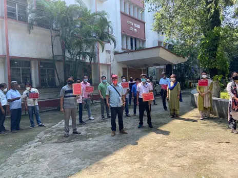Non-teaching Staff of Cotton University stage protest against NEP