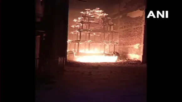 Temple Chariot Catches Fire In Andhra