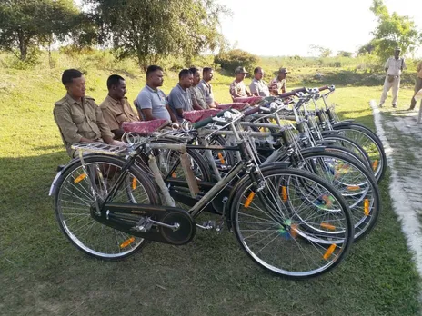 Bicycles Given To Kaziranga Park Staff For Rhino Vigil