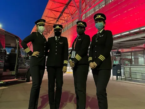 All-Women Air India Cockpit Crew Enroute Bengaluru