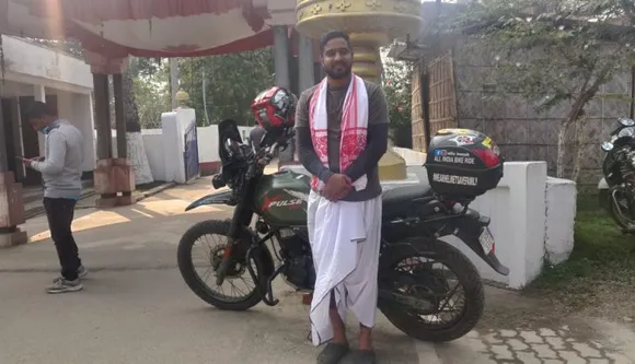 Telangana Youth Reaches Batadrawa with ‘Wear Helmet Save Family’ Slogan