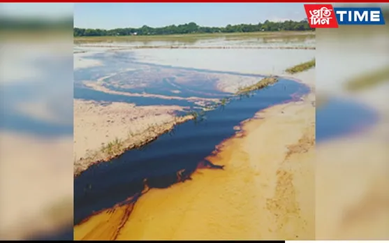Assam: Agricultural Land Flooded With Crude Oil After ONGC Pipeline Leak