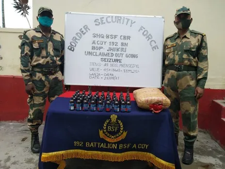19.5 Kg Ganja, 45 Phensydyl Bottles Seized At Indo-Bangladesh Border; 3 Held For Crossing Border Illegally