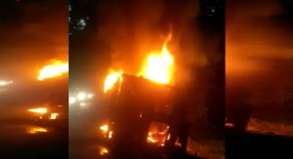 Assam: Oil Tanker Turns Upside Down, Catches Fire In Kaliabor