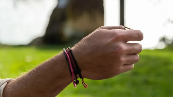 A bracelet tied around the wrist