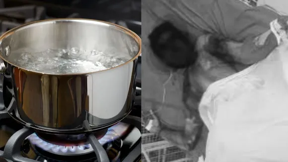 wife pours boiled water on husband while sleeping