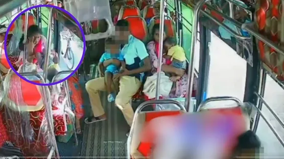 tamilnadu 1 year old child falling from a moving bus