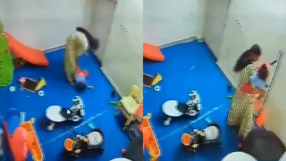 child on the ground.. and hit him against the wall.