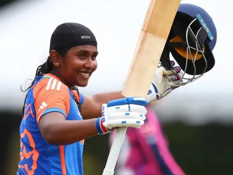 Gongadi Trisha of India celebrates