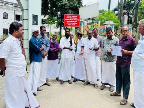 man protest against municipality