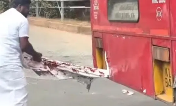 ksrtc flex boards distroyed by congress workers