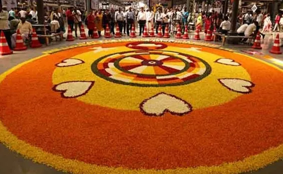 mumbai cst station onam flower arrangements