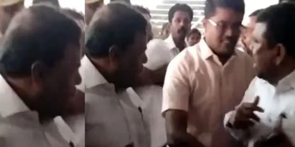 തമിഴ്നാട്ടിൽ പൊതുസ്ഥലത്ത് തമ്മിൽതല്ലി എംപിയും മന്ത്രിയും. എംപി എത്തുന്നതിന് മുമ്പ് മന്ത്രി അവാർഡ് ദാനം നടത്തി. പിന്നാലെ ഇരുവരും ഏറ്റുമുട്ടി. വാക്കേറ്റം തണുപ്പിക്കാനെത്തിയ മലയാളി കളക്ടറെ തള്ളി താഴെയിട്ടു. ഒടുവിൽ എംപിയുടെ പി.എ അറസ്റ്റിൽ!