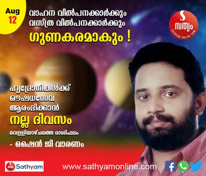വാഹന വില്‍പനക്കാര്‍ക്കും വസ്ത്ര വില്‍പനക്കാര്‍ക്കും നല്ല ദിവസം. ഹൃദ്രോഗികള്‍ക്ക് ഔഷധസേവ ആരംഭിക്കാന്‍ ഈ ദിവസം ഉത്തമം. ഈശ്വര ധ്യാനത്തിനു ശേഷം അന്നദാനം നടത്തുക, രോഗീ സന്ദര്‍ശനം എന്നിവ ഗുണകരമാകും - ശംഖ് രാശി പ്രകാരം വെള്ളിയാഴ്ച നിങ്ങള്‍ക്കിങ്ങനെ
