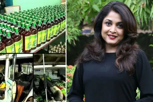 നടി രമ്യാ കൃഷ്ണന്റെ കാറിൽ നിന്ന് നൂറിലധികം മദ്യകുപ്പികൾ പിടികൂടി; രമ്യാ കൃഷ്ണനും സഹോദരിയും വാഹനത്തിൽ , ഡ്രൈവര്‍ പിടിയില്‍
