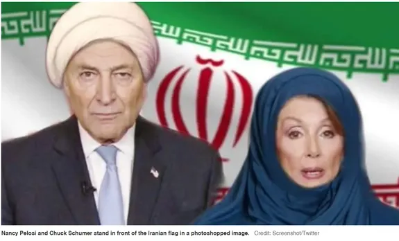 ഇറാനിയന്‍ പതാകയ്ക്ക് മുന്നില്‍ ഹിജാബ് ധരിച്ച നാന്‍സി പെലോസിയുടെ വ്യാജ ഫോട്ടോ ട്രംപ് റീട്വീറ്റ് ചെയ്തു; അമേരിക്കന്‍ മുസ്ലിം സമൂഹത്തില്‍ വിമര്‍ശനം
