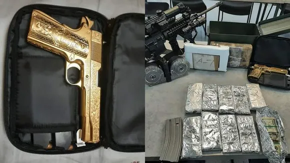 വാഹന പരിശോധനയില്‍ ലഭിച്ച വിവരമനുസരിച്ചു പിടിച്ചെടുത്തതു 2 കിലോ കഞ്ചാവും, റിവോള്‍വറും, 44,000 ഡോളറും