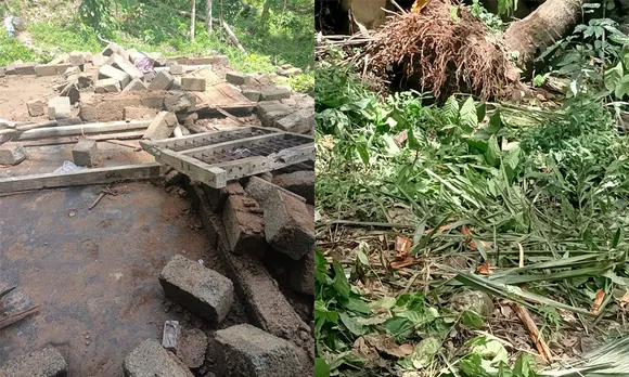 മംഗലംഡാം വിആർടി കവലയിൽ കാട്ടാന ഇറങ്ങി വ്യാപകമായി കൃഷികളും വീടും നാശിപ്പിച്ചു