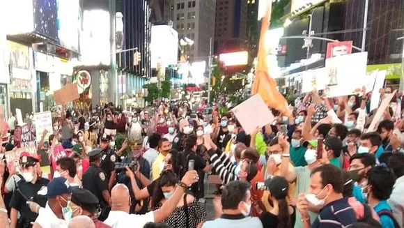 അയോധ്യ ക്ഷേത്ര ശിലാസ്ഥാപനം; ന്യൂയോര്‍ക്കില്‍ ഒരേ സമയം ആഹ്ലാദപ്രകടനവും പ്രതിഷേധവും