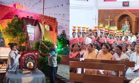 ഡല്‍ഹി ആർകെ പുരം സെന്റ് തോമസ് ദേവാലയത്തിന്റെ സുവർണ ജൂബിലി സമാപന ചടങ്ങുകളുടെ ഭാഗമായുള്ള കോടിയേറ്റ് വികാരി ഫാദർ വിജയ് ബരേറ്റോ നിർവഹിച്ചു