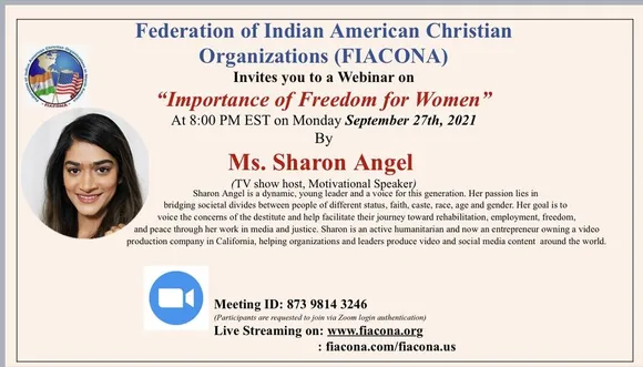 ഫിയക്കോന വെബിനാര്‍ സെപ്തംബർ 27 നു, മുഖ്യ പ്രഭാഷണം ഷാരോൺ എയ്ഞ്ചൽ