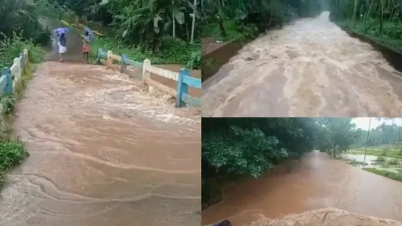 കനത്ത മഴ തുടരുന്നു: കാസർകോട് ജില്ലയിലെ പലയിടത്തും പുഴകൾ കരകവിഞ്ഞൊഴുകി