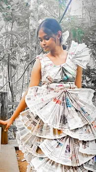 ലോക് ഡൗൺ കരവിരുതിൽ വിരിഞ്ഞ പേപ്പർ ഡ്രസ് കൗതുകമാകുന്നു