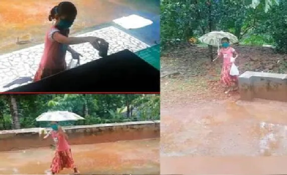 കോരിച്ചൊരിയുന്ന മഴ പോലും അവഗണിച്ച് ഒരുപാട് ദൂരം നടന്ന് കുത്ത‌നെയുള്ള കയറ്റം കയറി ഭക്ഷണപ്പൊതിയുമായി കുഞ്ഞു സന; പ്രവാസിയുടെ കണ്ണുനനയിക്കുന്ന കുറിപ്പ്‌