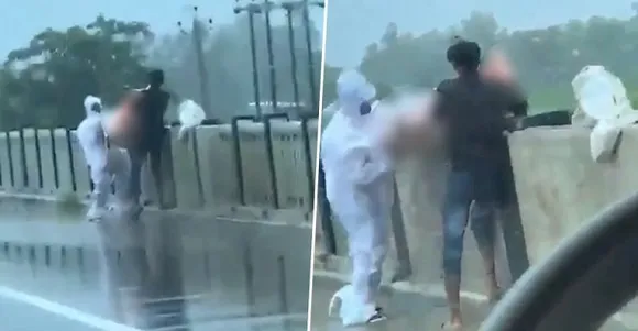ഉത്തര്‍പ്രദേശില്‍ കൊവിഡ് രോഗിയുടെ മൃതദേഹം പാലത്തില്‍ നിന്ന് പുഴയിലേക്ക് വലിച്ചെറിഞ്ഞു- വീഡിയോ പുറത്ത്‌