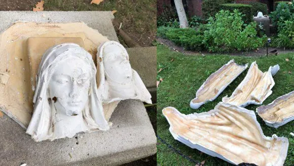 ന്യൂയോർക്ക് പള്ളിയുടെ മുമ്പിൽ സ്ഥാപിച്ചിരുന്ന മാതാവിന്റെയും സെന്റ് തെരേസയുടെയും പ്രതിമകൾ തകർത്തു