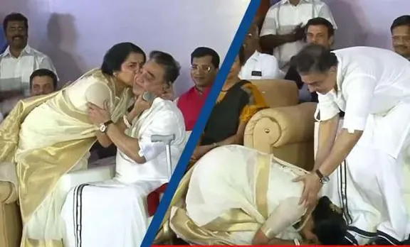'എന്റെ ജീവിതത്തില്‍ ഇതുവരെ നടന്ന എല്ലാ നല്ല കാര്യങ്ങള്‍ക്കും കമല്‍ നിങ്ങളാണ് കാരണം.... നിങ്ങള്‍ ഇല്ലായിരുന്നെങ്കില്‍ സിനിമാ മേഖലയില്‍ ഞാന്‍ എത്തില്ലായിരുന്നു...കമലഹാസന് മുത്തം കൊടുത്ത് സുഹാസിനി