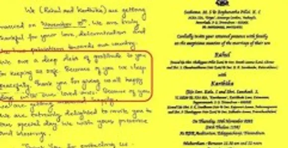 വേറിട്ട ഒരു വിവാഹക്ഷണക്കത്ത് വൈറലാകുന്നു...