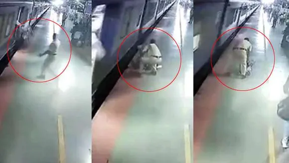ഓടുന്ന ട്രെയിനിലേക്ക് ചാടിക്കയറാൻ ശ്രമിക്കുന്നതിനിടെ പിടിവിട്ട് തെറിച്ചു വീണു; തിരൂരിൽ 17കാരിക്ക് അത്ഭുത രക്ഷപ്പെടൽ; വീഡിയോ
