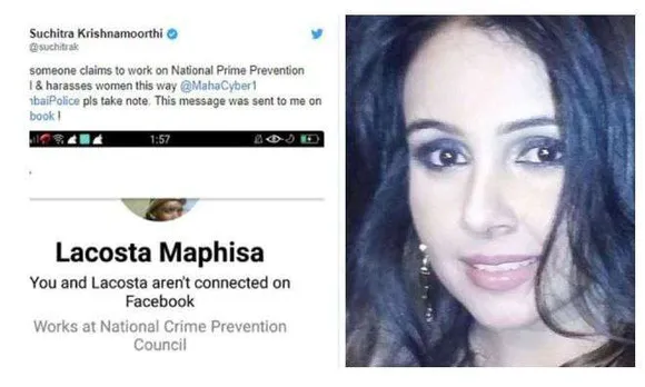 ലൈംഗിക ബന്ധത്തിന് ക്ഷണിച്ചുകൊണ്ട് സന്ദേശം:  ആളെ തുറന്നുകാട്ടി നടിയും ഗായികയും ചിത്രകാരിയുമായ സുചിത്ര കൃഷ്ണമൂര്‍ത്തി