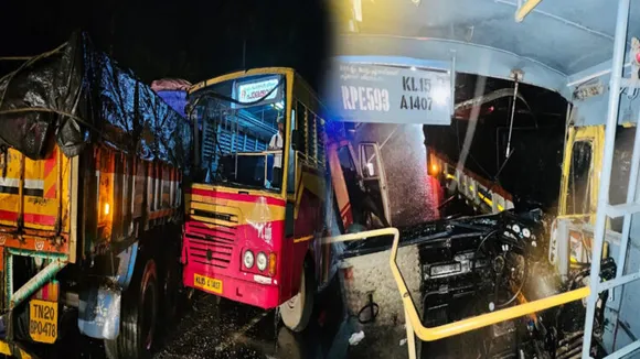 പാലക്കാട് കെഎസ്ആർടിസി ബസും ലോറിയും കൂട്ടിയിടിച്ച് അപകടം; മൂന്ന് പേർക്ക് പരിക്ക്