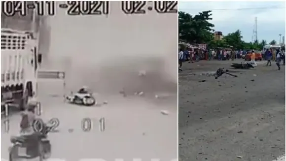 ദീപാവലി ആഘോഷങ്ങൾക്കായി വാങ്ങിയ പടക്കവുമായി സ്കൂട്ടറിൽ പോകുന്നതിനിടെ പടക്കം പൊട്ടിത്തെറിച്ചു; അച്ഛനും മകനും ദാരുണാന്ത്യം