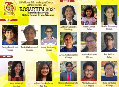 ചെറുപുഷ്‌പ മിഷൻ ലീഗ് ക്‌നാനായ റീജിയണൽ കമ്മിറ്റി "റൊസാരിയം-2021" ജപമാലാ ക്വിസ് മത്സര വിജയികൾ