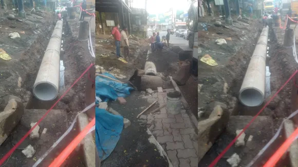 പാലാ കെഎസ്ആര്‍ടിസിക്കു മുന്‍പിലെ ആറടിയിലേറെ താഴ്ചയുള്ള ഓട നികത്തി 18 ഇഞ്ച് കോണ്‍ക്രീറ്റ് പൈപ്പുകള്‍ നിരത്തി നാട്ടുകാരെ ബോധ്യപ്പെടുത്താനുള്ള 'പ്ലംബിംങ്ങ് ' ? അശാസ്ത്രീയമായ ഓട പുനര്‍നിര്‍മ്മാണം സമീപത്തെ വ്യാപാര സമുച്ചയ ഉടമയ്ക്കുവേണ്ടി ? പാലാ നഗരത്തില്‍ ഏറ്റവുമധികം വെള്ളക്കെട്ടുണ്ടാകുന്ന പ്രദേശത്ത് സ്വകാര്യ വ്യക്തി തകര്‍ത്ത ഓട പുനര്‍ നിര്‍മ്മിച്ചത് നേരത്തെയുണ്ടായിരുന്നതിന്‍റെ പത്തിലൊന്നുപോലും വെള്ളം ഒഴുകി പോകാത്ത വിധം