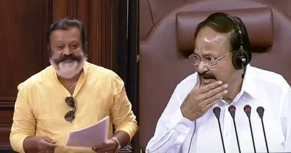 സുരേഷ് ഗോപിയുടെ താടി കണ്ട് ഇത് താടിയോ അതോ മാസ്‌ക്കോ എന്ന് ഉപരാഷ്ട്രപതി; താടിയാണ് സാർ, പുതിയ സിനിമക്കു വേണ്ടിയെന്ന് മറുപടി-വീഡിയോ വൈറല്‍