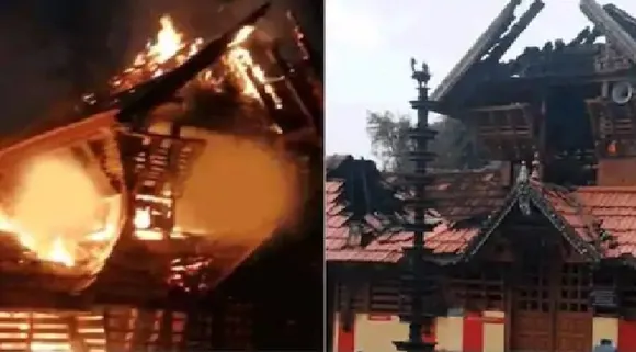 ശനിയാഴ്ച തീപിടിത്തമുണ്ടായ മുളങ്കാടകം ദേവീക്ഷേത്രത്തിൽ മോഷണം; ശ്രീകോവിലിന് മുന്നിലെ വലിയ വഞ്ചിയും വടക്കുഭാഗത്തെ ഉപപ്രതിഷ്ഠയ്ക്ക് മുന്നിലെ വഞ്ചിയും തകർത്ത് പണം കവർന്നു; കള്ളന്റെ ദൃശ്യങ്ങൾ സിസിടിവിയിൽ