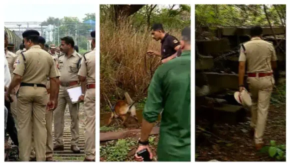 ട്രെയിൻ ബോഗിയുടെ ശുചിമുറി തകർത്തു, കണ്ണാടി കുത്തിപ്പൊട്ടിക്കുകയും ക്ലോസറ്റിൽ കല്ല് ഇടുകയും ചെയ്ത നിലയിൽ; പോലീസ് നായ മണം പിടിച്ചു സമീപത്തെ കുറ്റിക്കാട്ടിലേക്ക്;  ട്രെയിൻ തീവയ്പ്പിൽ പരിശോധന തുടരുന്നു