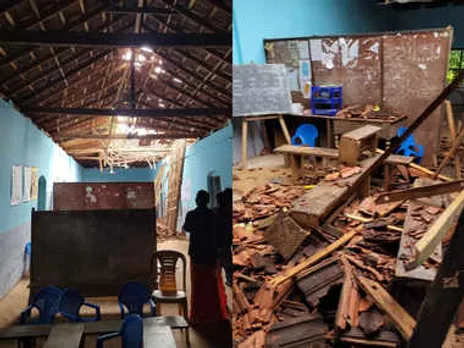 പാലക്കാട് ഒറ്റപ്പാലത്ത് എൽ.പി. സ്കൂളിന്റെ മേൽക്കൂര തകർന്നുവീണ് വിദ്യാർത്ഥിയ്ക്കും അധ്യാപികയ്ക്കും പരിക്ക്