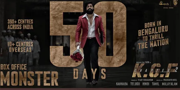 കെജിഎഫ്: ചാപ്റ്റര്‍ 2 ഇതിഹാസ പ്രദര്‍ശനം തുടരുന്നു, 400 തീയറ്ററുകളില്‍ 50 ദിവസം പൂര്‍ത്തിയാക്കി