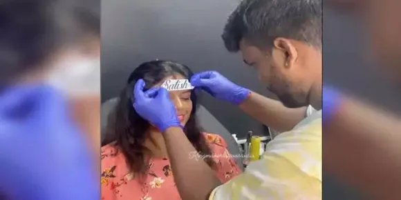 ഭർത്താവിനോടുള്ള പ്രണയം; നെറ്റിയിൽ ഭർത്താവിന്റെ പേര് ടാറ്റൂ ചെയ്തു; യുവതിയുടെ വിഡിയോ വൈറൽ