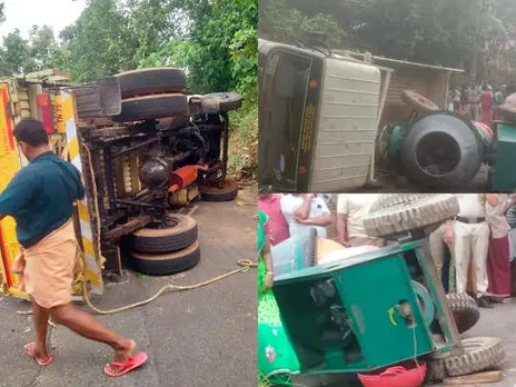 പത്തനംതിട്ടയിൽ ഇറക്കത്തിൽ നിയന്ത്രണംവിട്ട് ലോറി മറിഞ്ഞു; മിക്സിങ് മെഷീൻ വീണ് തൊഴിലാളിക്ക് ദാരുണാന്ത്യം, 13 പേർക്ക് പരിക്ക്, ഒരാളുടെ ഒരു കൈ അറ്റു
