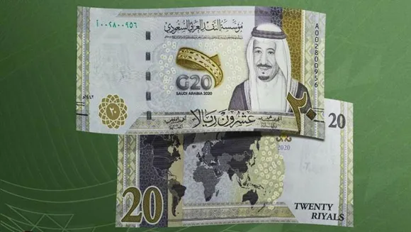 സൗദി അറേബ്യ പുതിയ  ഇരുപത് റിയാല്‍  നോട്ട് പുറത്തിറക്കി. കറന്‍സിയില്‍ ജി 20 രാഷ്ട്രങ്ങളുടെ ഭൂപടം.