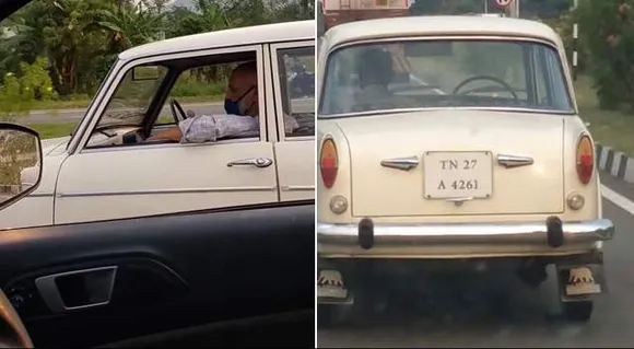 തിരക്കേറിയ റോഡില്‍ ഡ്രൈവറില്ലാതെ ഓടുന്ന 'പഴഞ്ചന്‍' കാര്‍, അമ്പരപ്പ് ( വീഡിയോ)