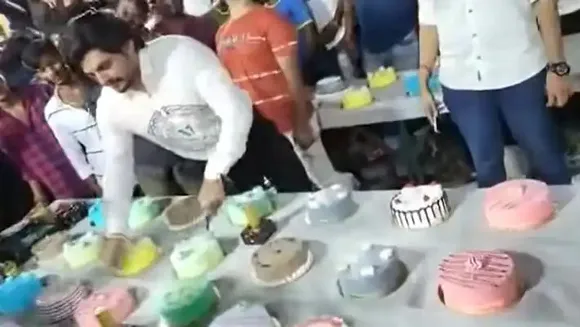 പിറന്നാളാഘോഷിച്ചത് 550 കേക്കുകള്‍ മുറിച്ച്; വൈറലായി വീഡിയോ