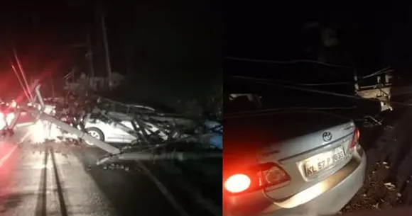 രാവിലെ നിയന്ത്രണം തെറ്റി കാർ പിക്കപ്പിൽ ഇടിച്ചു, രാത്രി ഇതേ കാർ ട്രാൻസ്ഫോർമർ അടക്കം ആറ് പോസ്റ്റുകൾ ഇടിച്ചിട്ടു: സംഭവം കൽപ്പറ്റയിൽ